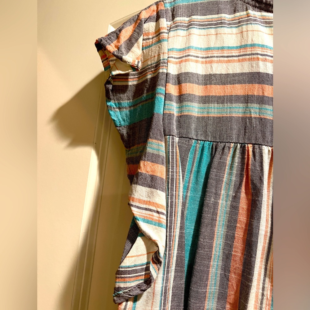 Knox Rose Striped Multi Color Ruffle Sleeve Flowy Top - Picture 3 of 4